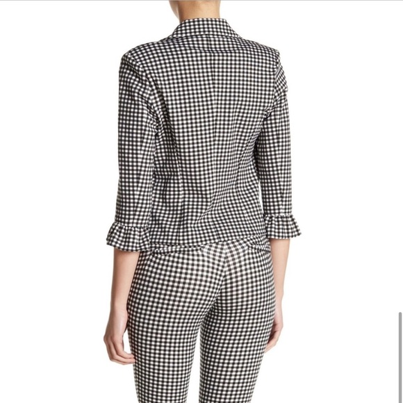 Amanda + Chelsea black&white gingham cropped blazer - size 2 Emily in Paris - Picture 2 of 14